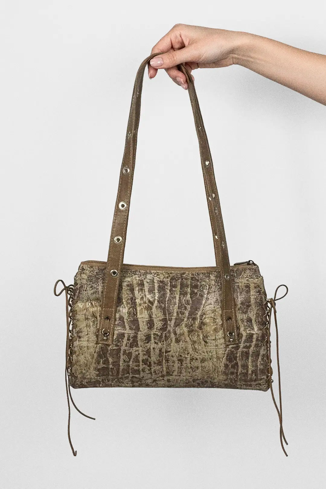 Corset Detail Leather Bag