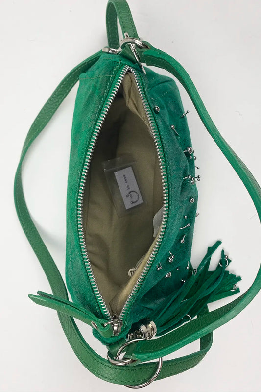 Green Pierced Leather Bag
