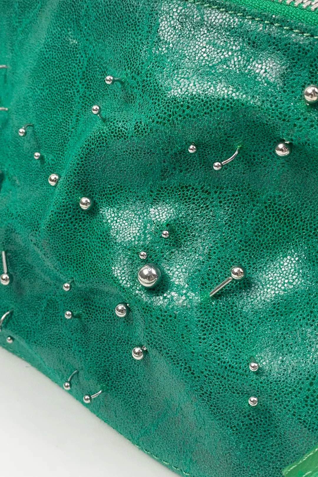 Green Pierced Leather Bag