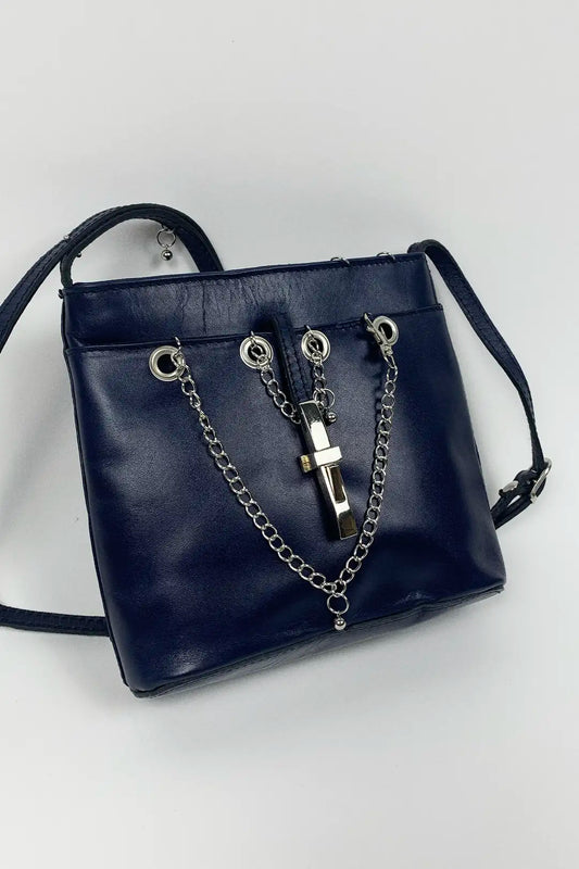 Navy Leather Bag