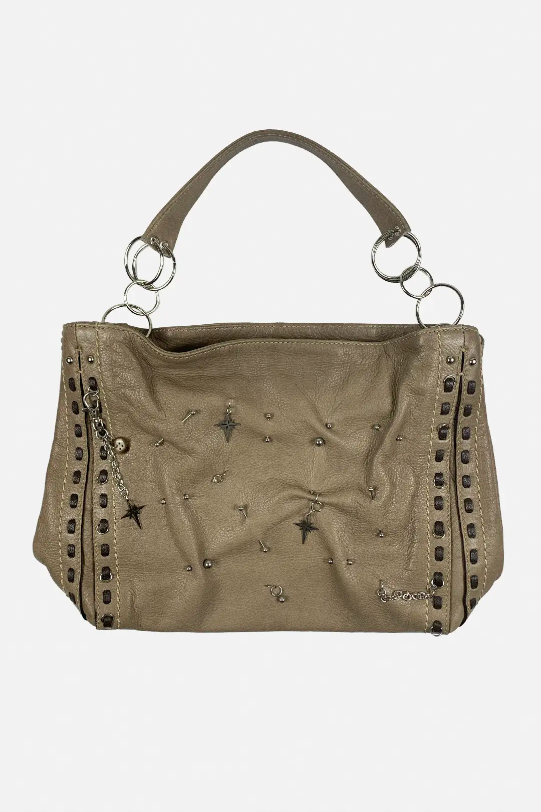 Pierced Leather Bag | Taupe