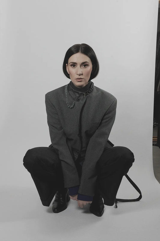 Charcoal Pleat Blazer