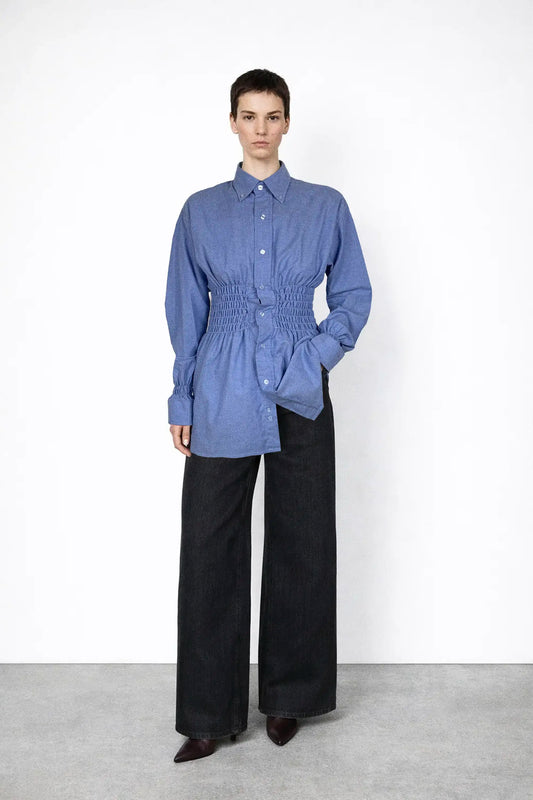 Azure Shirred Shirt