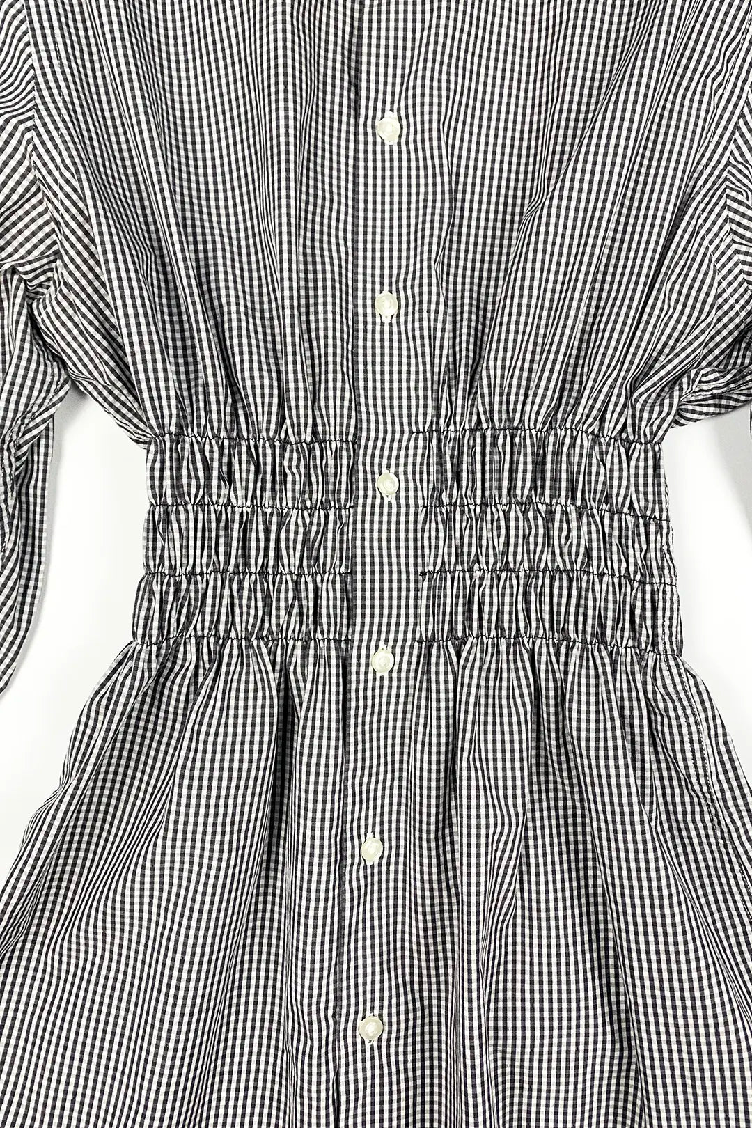 Black Check Gathered Shirt