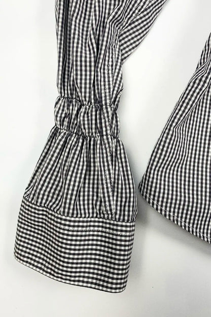 Black Check Gathered Shirt