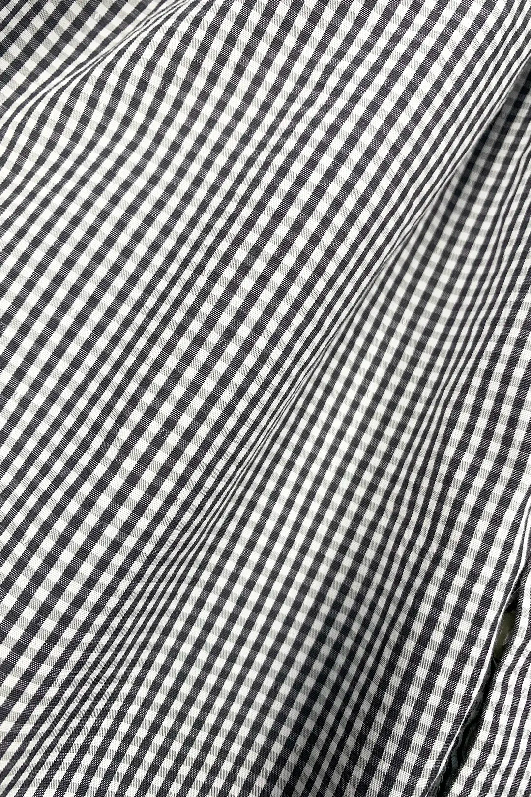 Black Check Gathered Shirt