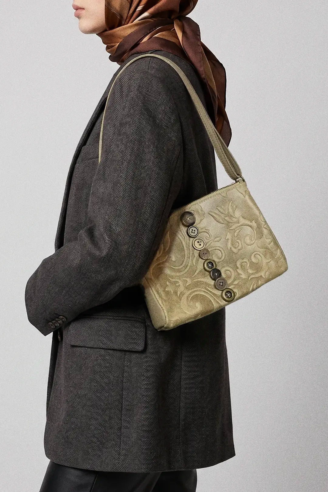 Button Leather Bag
