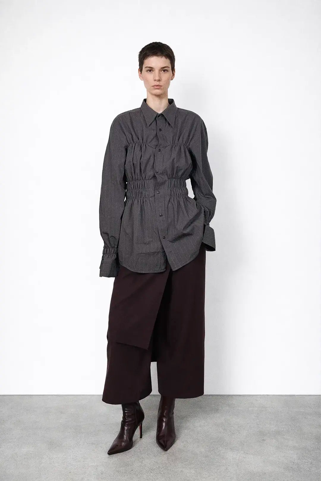 Charcoal Shirred Shirt