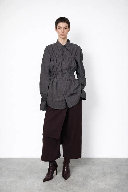 Charcoal Shirred Shirt