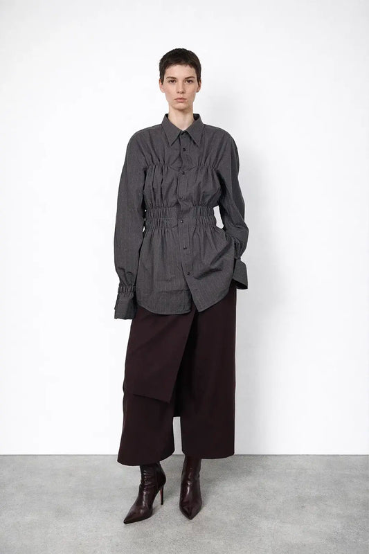 Charcoal Shirred Shirt