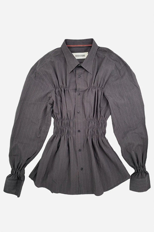 Charcoal Shirred Shirt