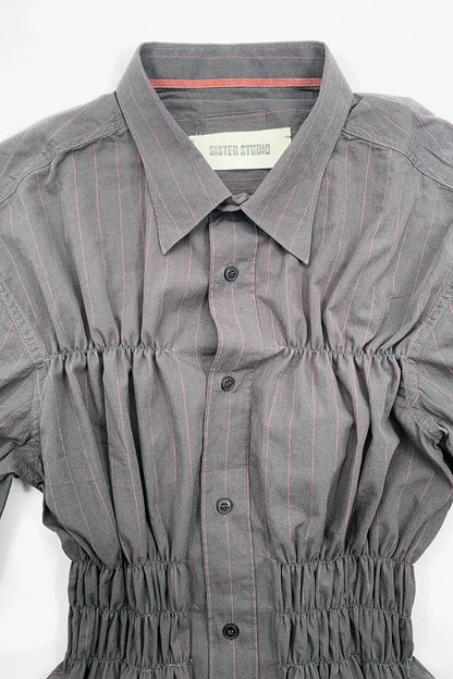Charcoal Shirred Shirt