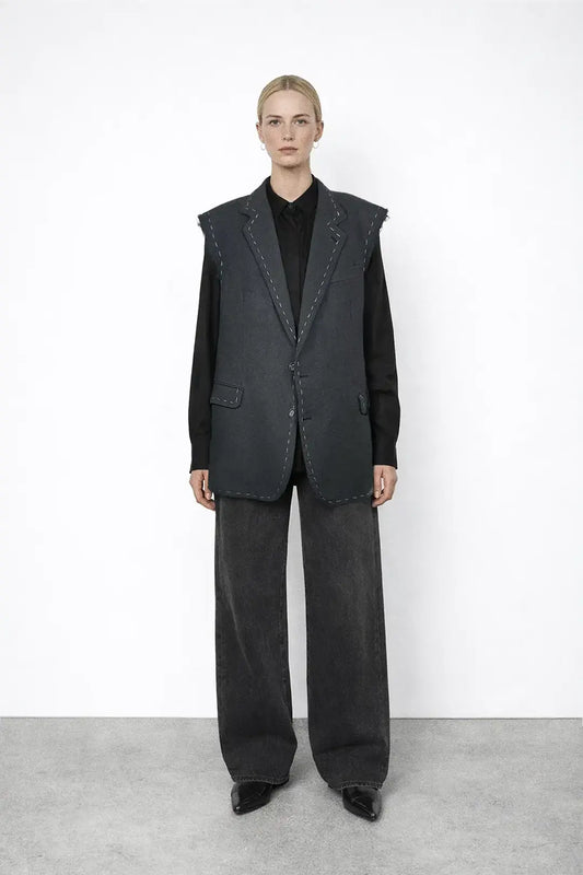 Charcoal Stitched Vest