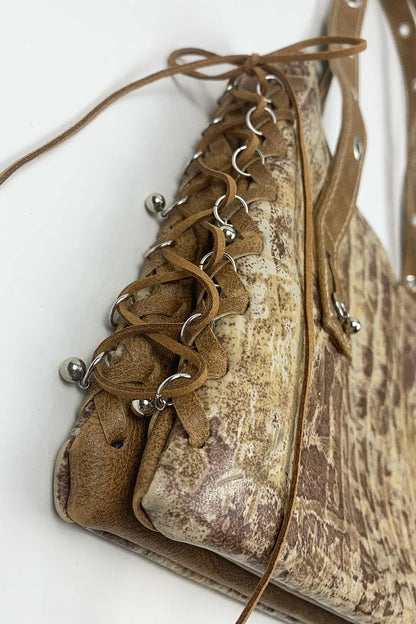 Corset Detail Leather Bag