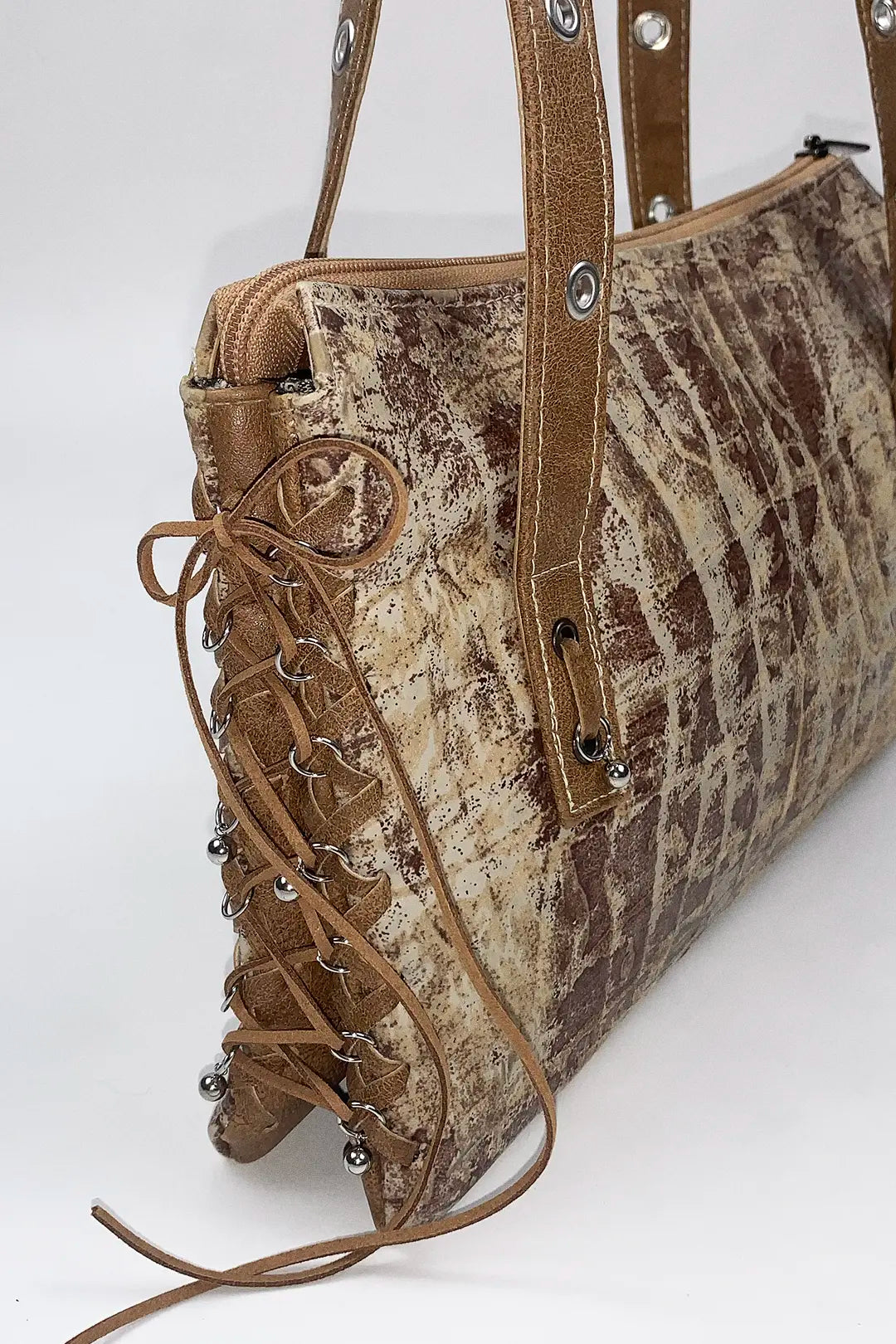 Corset Detail Leather Bag
