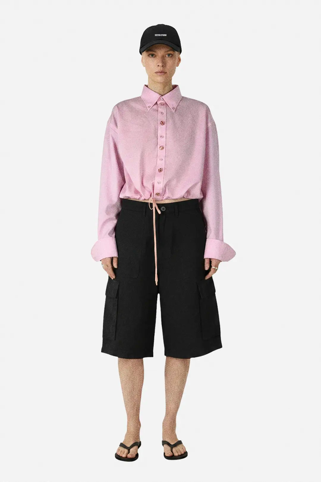 Cropped Drawstring Shirt