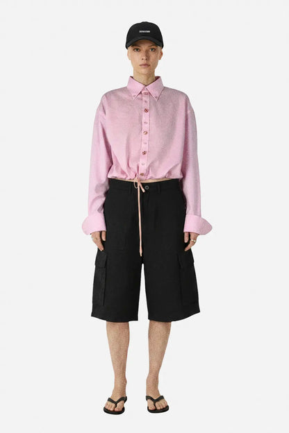 Cropped Drawstring Shirt