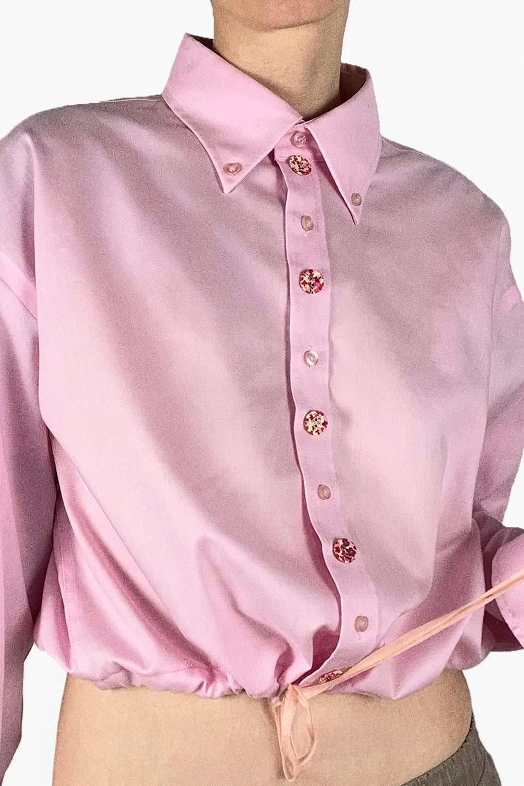 Cropped Drawstring Shirt
