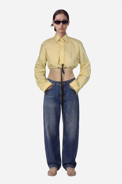 Drawstring Cropped Shirt