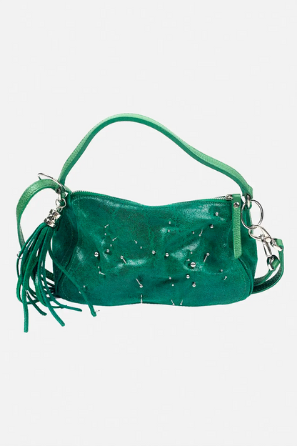 Green Pierced Leather Bag