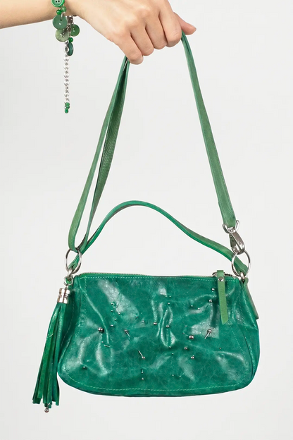 Green Pierced Leather Bag