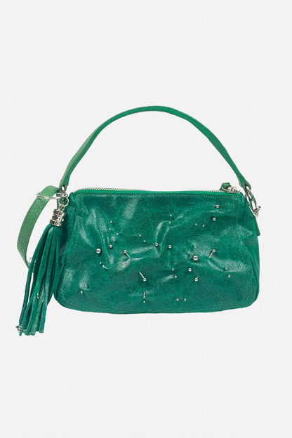 Green Pierced Leather Bag