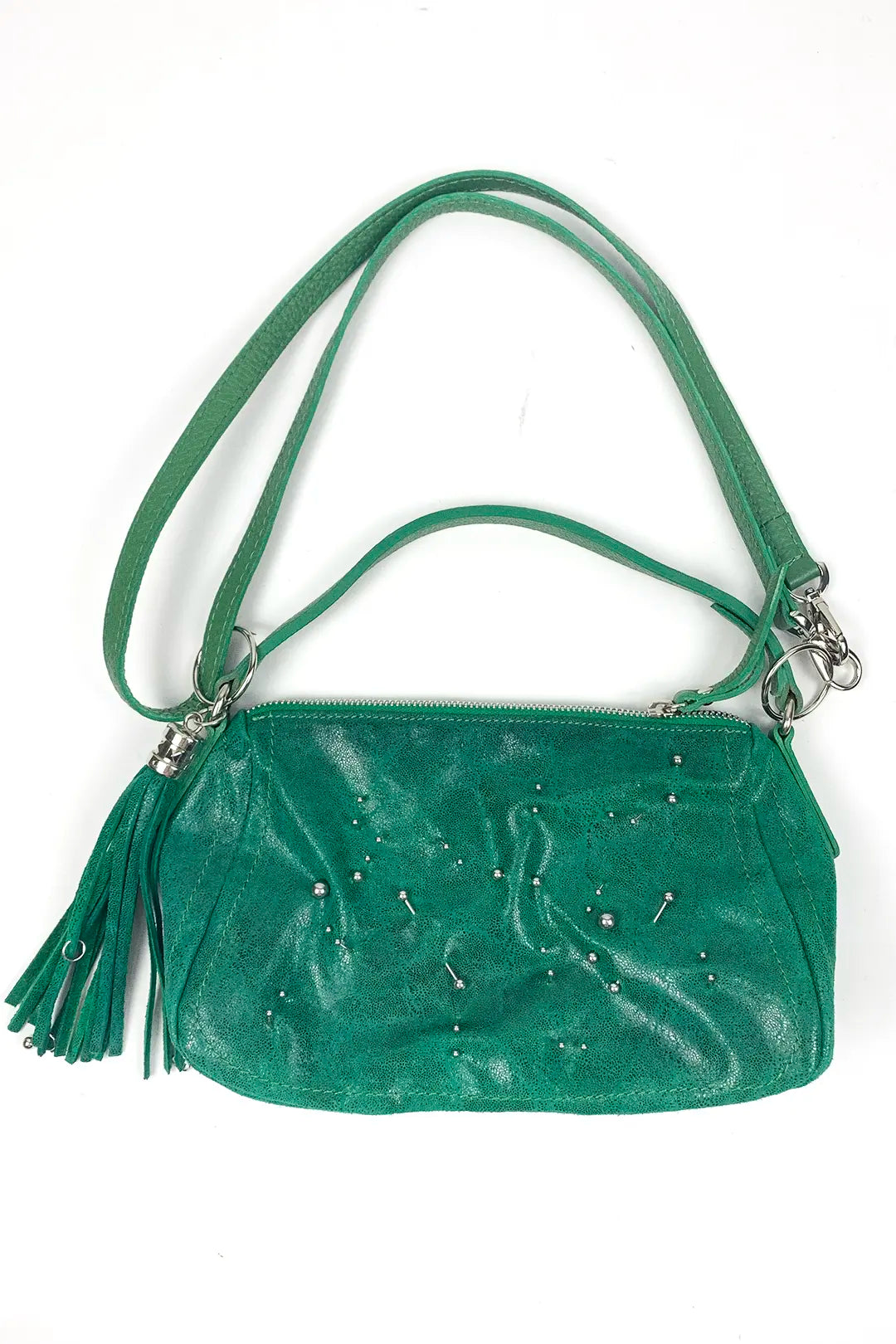 Green Pierced Leather Bag