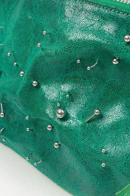 Green Pierced Leather Bag