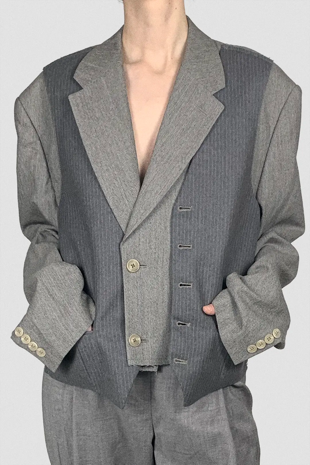 Grey Vest-Blazer