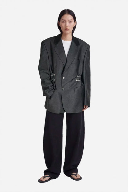 Hardware Detail Blazer - Grey