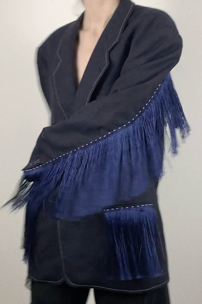 Indigo Fringe Blazer