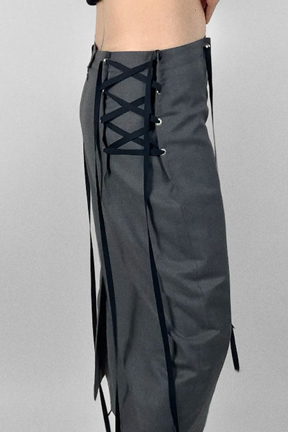 Lace-up Skirt | Grey