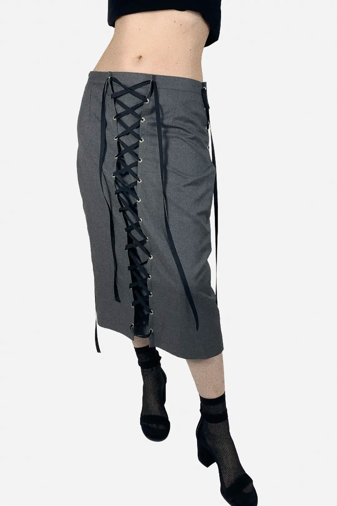 Lace-up Skirt | Grey