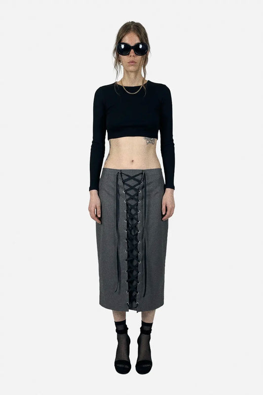 Lace-up Skirt | Grey