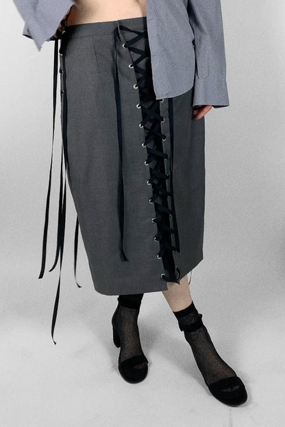Lace-up Skirt | Grey