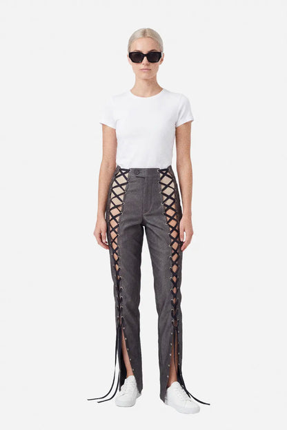 lace-up pants
