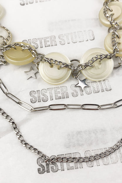 Layered Button Star Necklace