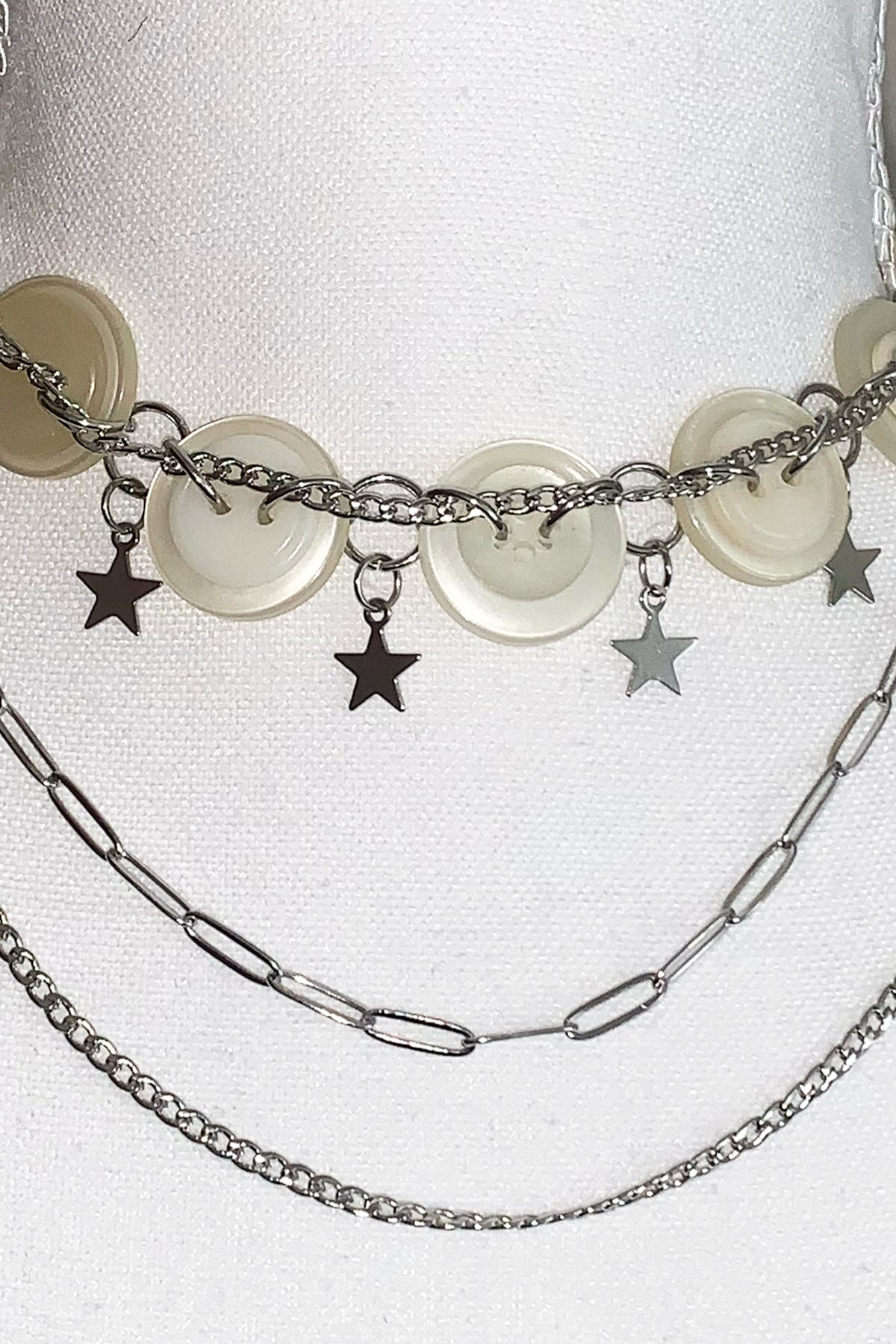 Layered Button Star Necklace