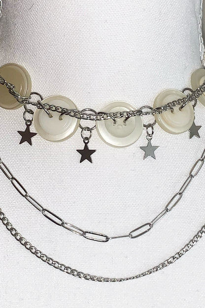 Layered Button Star Necklace