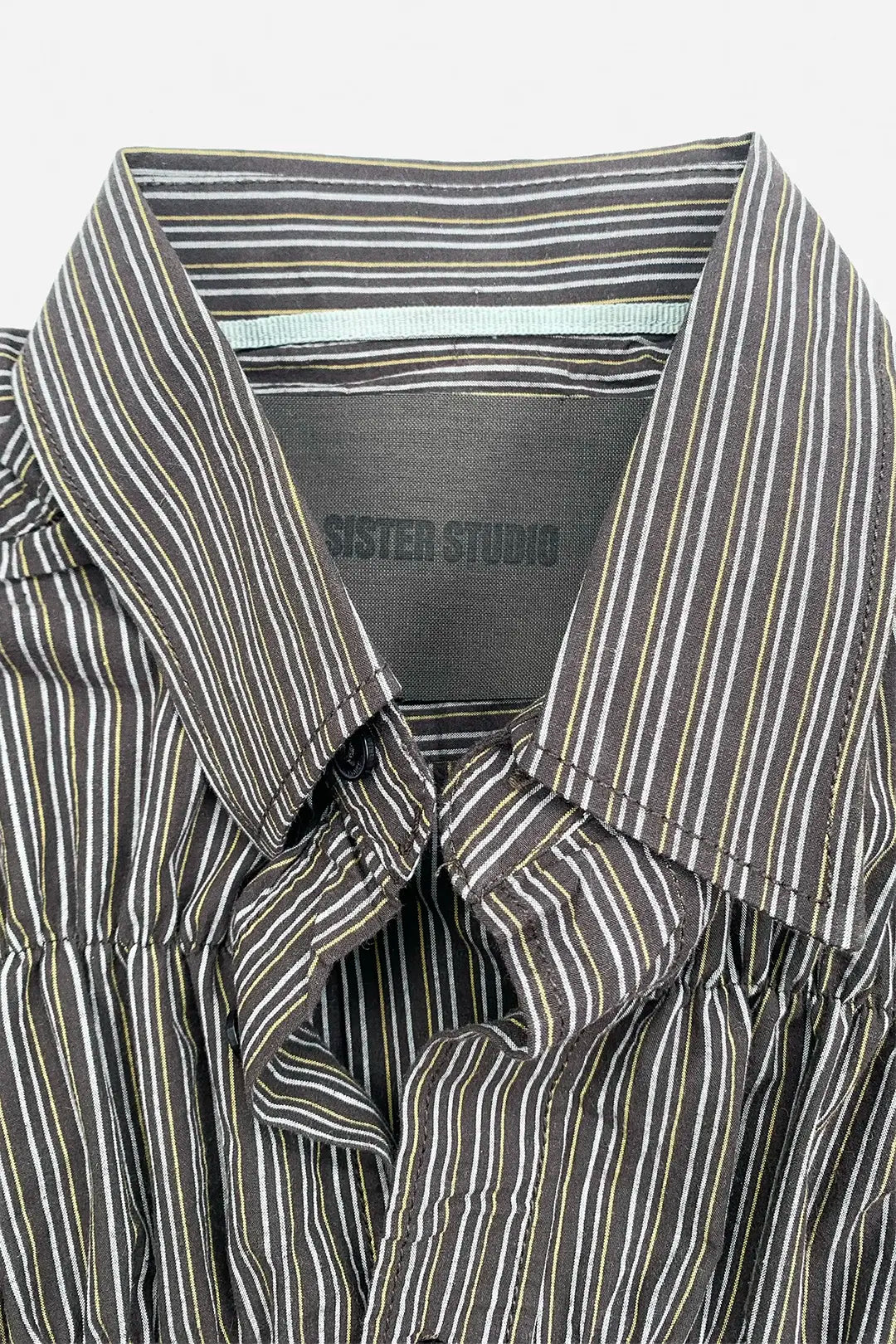 Mocha Stripe Shirred Shirt