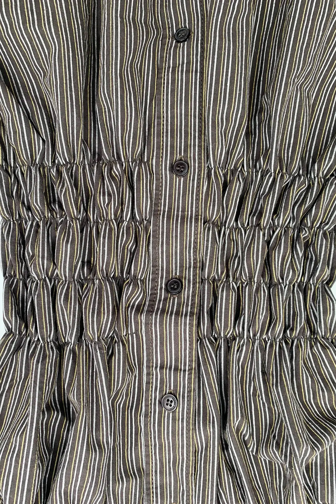 Mocha Stripe Shirred Shirt