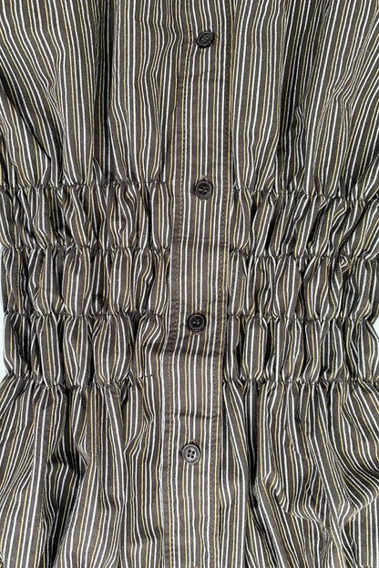 Mocha Stripe Shirred Shirt