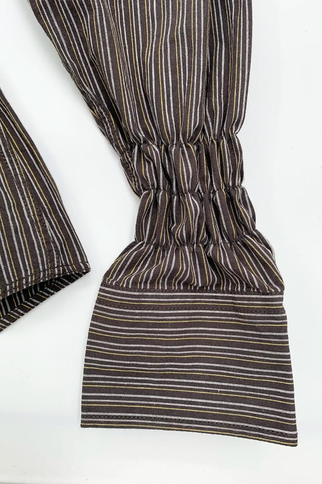 Mocha Stripe Shirred Shirt
