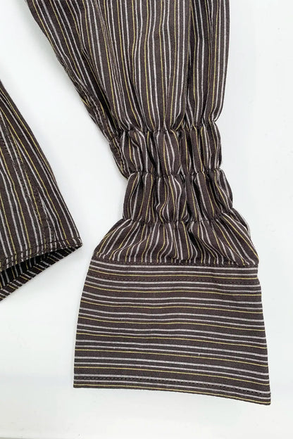 Mocha Stripe Shirred Shirt