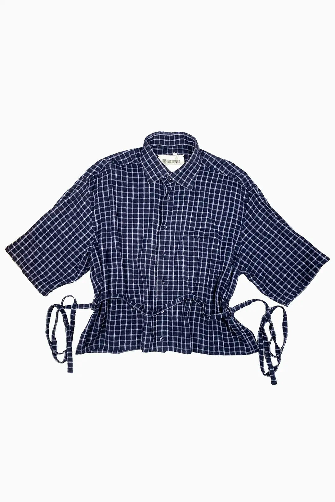 Navy Grid Tie Shirt