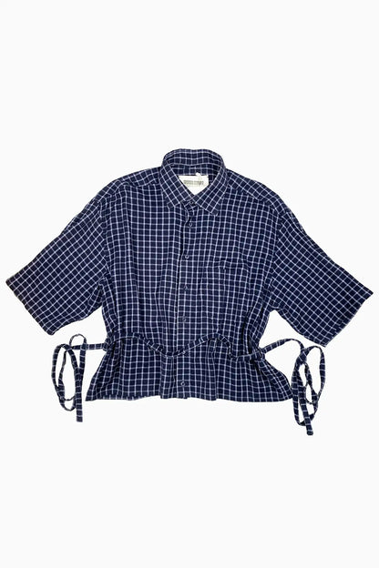 Navy Grid Tie Shirt