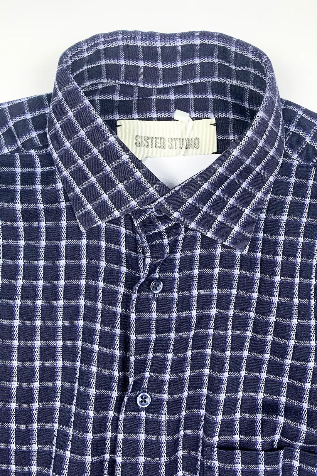 Navy Grid Tie Shirt