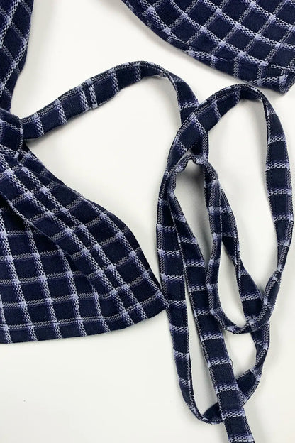 Navy Grid Tie Shirt