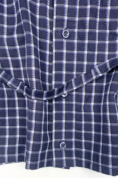 Navy Grid Tie Shirt