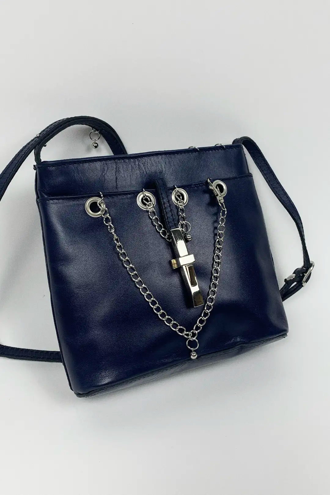 Navy Leather Bag